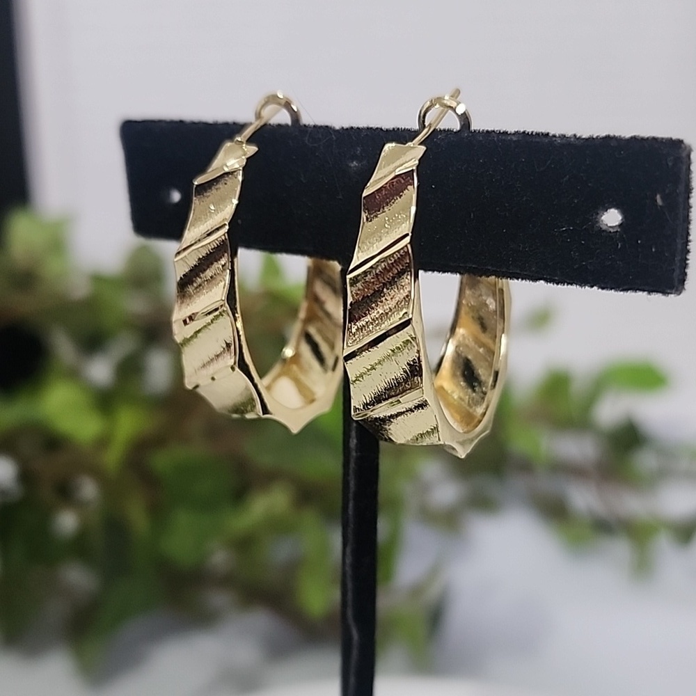 18k Gold Filled Chunky Oval Hoop Earrings New
